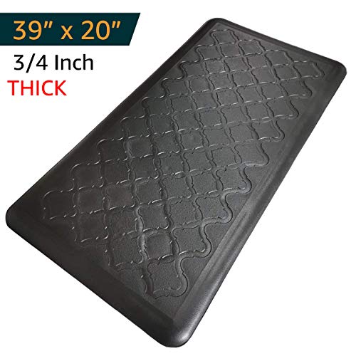 39"x20" Premium Anti-Fatigue Comfort Mat, Extra Support and Thick, Non-Slip & All-Purpose Comfort - For Kitchen, Office Standing Desk (39x20: Black)