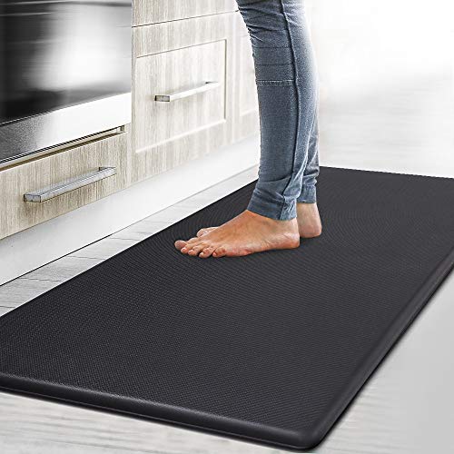 Color&Geometry Anti Fatigue Mat Kitchen Rug, 3/4" Thick Foam Cushioned Comfort Floor Mats, Standing Mat for Kitchen, Office, Craft Room and Stand-up Desks - 20"x39", Black