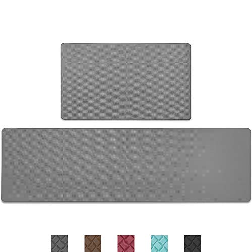 Color&Geometry Kitchen Rug Non Skid Waterproof Kitchen Mats Cushioned Anti Fatigue Standing Mat 30"X18"+59"X18" Grey