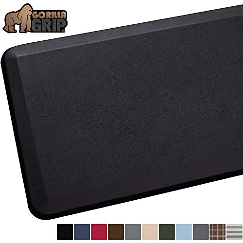 GORILLA GRIP Original Premium Anti-Fatigue Comfort Mat, Phthalate Free, Ships Flat, Ergonomically Engineered, Extra Support and Thick, Kitchen and Office Standing Desk, 32x20, Black