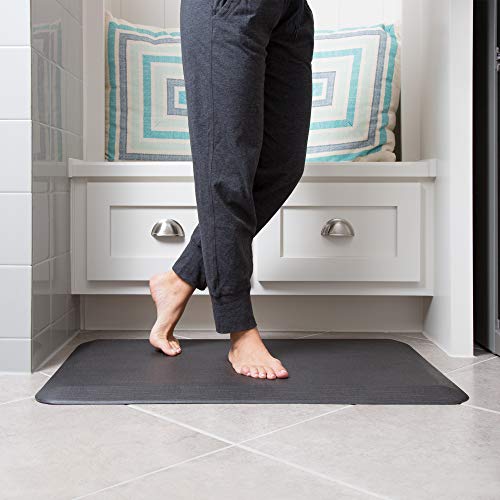 NewLife by GelPro Anti-Fatigue Designer Comfort Kitchen Floor Mat, 20x32”, Grasscloth Charcoal Stain Resistant Surface with 3/4” Thick Ergo-foam Core for Health and Wellness