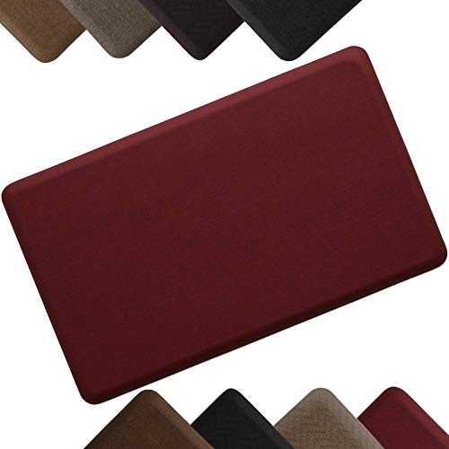 NewLife by GelPro Anti-Fatigue Designer Comfort Kitchen Floor Mat Stain Resistant Surface with 5/8” thick ergo-foam core for health and wellness 18x30 Grasscloth Crimson