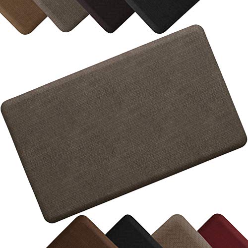 NewLife by GelPro Anti-Fatigue Designer Comfort Kitchen Floor Mat Stain Resistant Surface with 5/8” thick ergo-foam core for health and wellness 18x30 Grasscloth Pecan