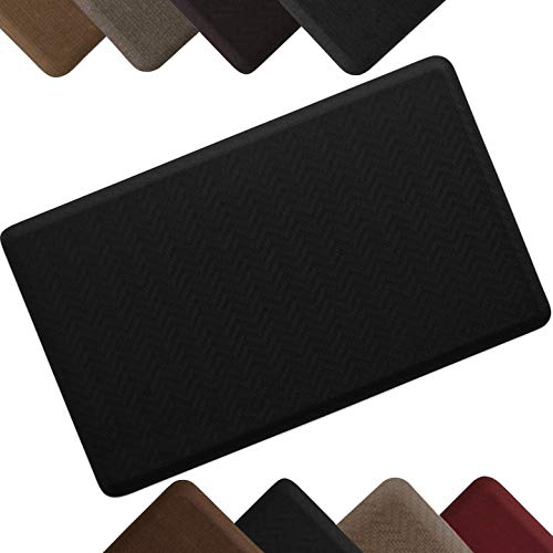 NewLife by GelPro Anti-Fatigue Designer Comfort Kitchen Floor Mat Stain Resistant Surface with 5/8” thick ergo-foam core for health and wellness 18x30 Sisal Black