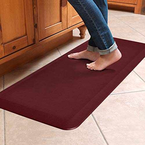 NewLife By GelPro Stain Resistant Surface with 3/4 Thick Ergo-foam Core for Health and Wellness, 20" x 48", Leather Grain Cranberry