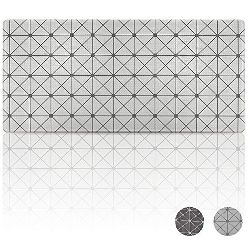 SueH Design Kitchen Mat Standing Rug, Anti Fatigue Comfort Flooring, Waterproof, Ergonomic Floor Pad, Rug for Office Stand Up Desk, 36x17x0.5 inches Light Gray