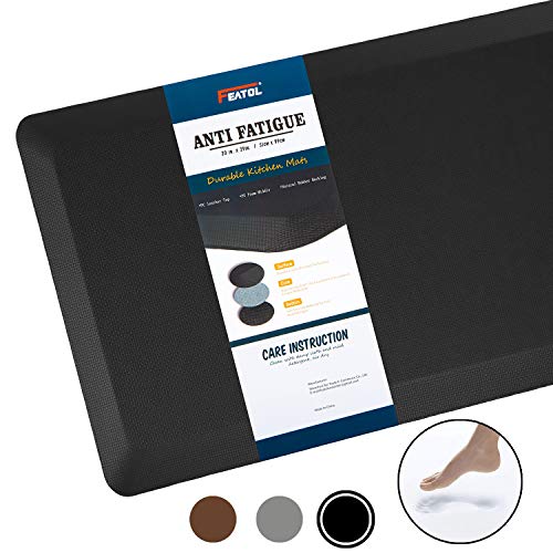 Anti Fatigue Mat Kitchen Mats Cushioned,Thicken Core Foam 20x32x9/10-Inch,Perfect for Kitchens,Standing Desks and Garages,Phthalate Free,Relieves Foot,Knee,and Back Pain(Black,20"x32")