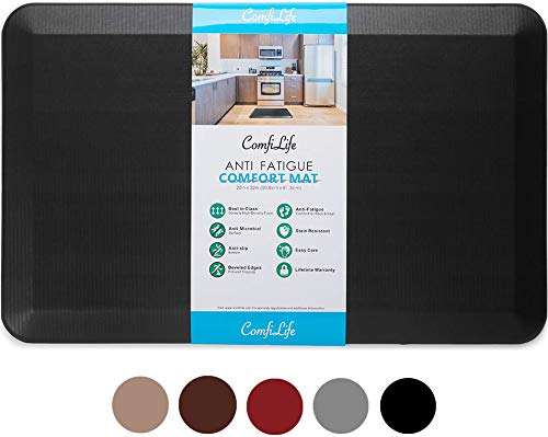 ComfiLife Anti Fatigue Floor Mat – 3/4 Inch Thick Perfect Kitchen Mat, Standing Desk Mat – Comfort at Home, Office, Garage – Durable – Stain Resistant – Non-Slip Bottom – Black, 20x32 Inch