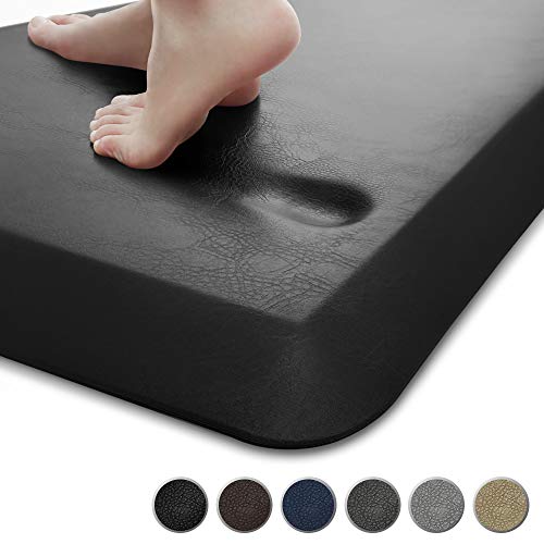 DEXI Kitchen Mat Cushioned Anti Fatigue Small Comfort Floor Runner Rug for Sink Standing Desk Office,3/4 Inch Thick Cushion 17"x24" Black