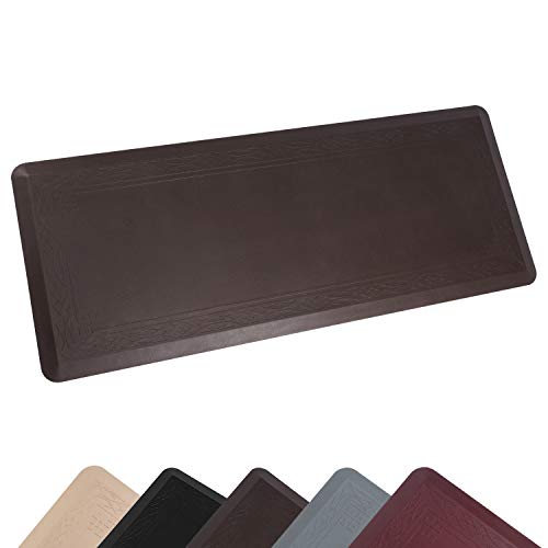 Anti Fatigue Comfort Mat by DAILYLIFE, Non-Slip Bottom - 3/4" Thick Durable Kitchen Standing Floor Mat with Extra Support at Home, Office and Garage - Waterproof & Easy-to-Clean (24" x 60", Brown)