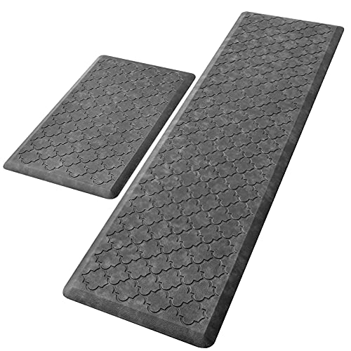 KMAT Kitchen Mat [2 PCS] Cushion Anti Fatigue Comfort Mat, Non Slip Memory Foam Kitchen Mats for Floor,Waterproof Kitchen Rugs Standing Desk Mat Floor Mats for House, Sink, Office (17"x28"+17"x60")