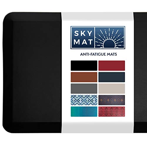 Sky Solutions Anti Fatigue Mat - Cushioned 3/4 Inch Comfort Floor Mats for Kitchen, Office & Garage - Padded Pad for Office - Non Slip Foam Cushion for Standing Desk (20" x 39", Black)