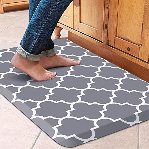 WISELIFE Kitchen Mat Cushioned Anti-Fatigue Kitchen Rug,17.3"x 28",Non Slip Waterproof Kitchen Mats and Rugs Heavy Duty Ergonomic Comfort Mat for Kitchen, Floor Home, Office, Sink, Laundry , Grey